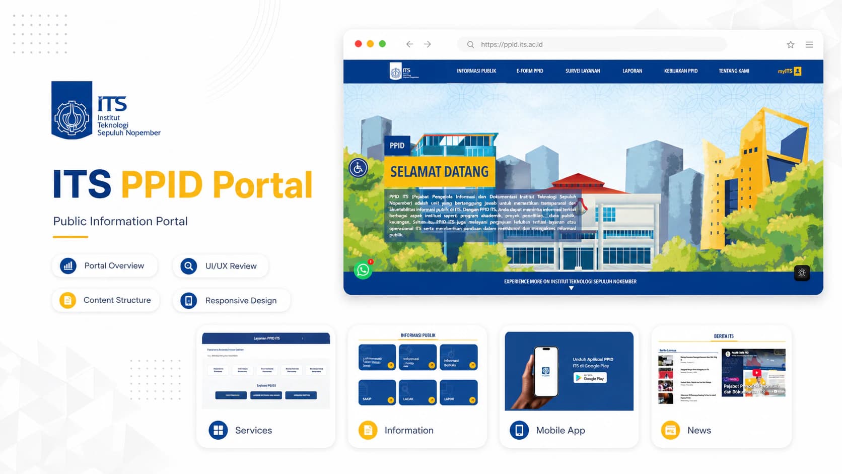 Launched ITS PPID public-information portal with service, information, mobile-app, and news sections.