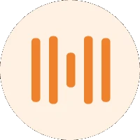 Animated orange audio waveform icon created for Notulensi.