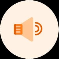 Animated orange speaker icon created for Notulensi.